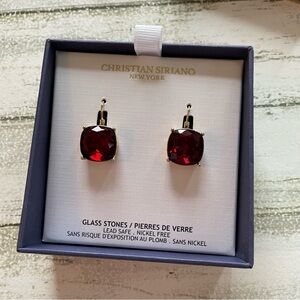 Christian Siriano Deep Red Glass Earrings